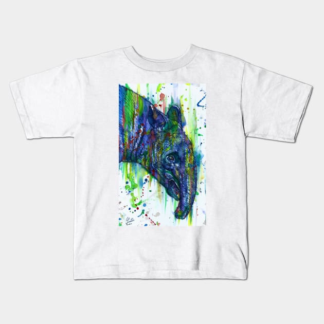 TAPIR watercolor and ink watercolor Kids T-Shirt by lautir